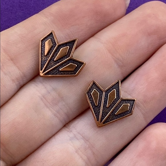 💛 Vintage Genuine Copper Southwestern CWMO Earrings - Picture 3 of 6